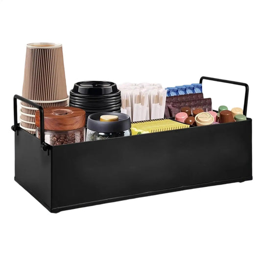 Wooden Coffee & Tea Station Organizer | Pod Holder with Handles Coffee Station Organizer Peaceful Pleasures Health and Wellness