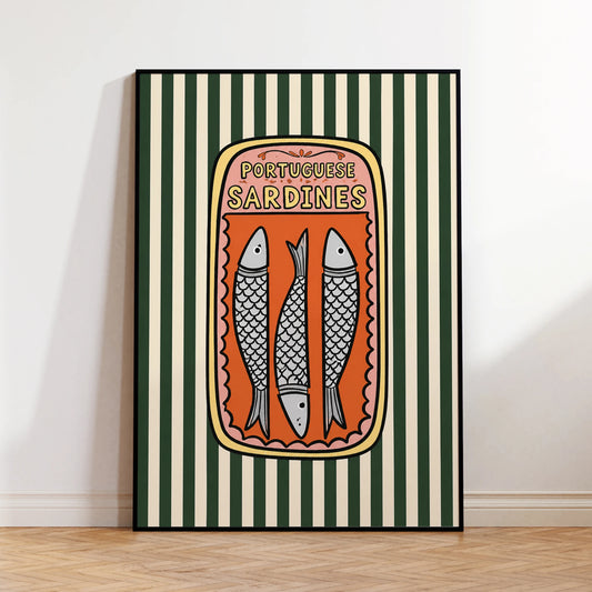 Retro Canned Sardines Canvas Wall Art Print | Home Decor Canvas Wall Art Peaceful Pleasures Health and Wellness G4788 40x50cm Unframed