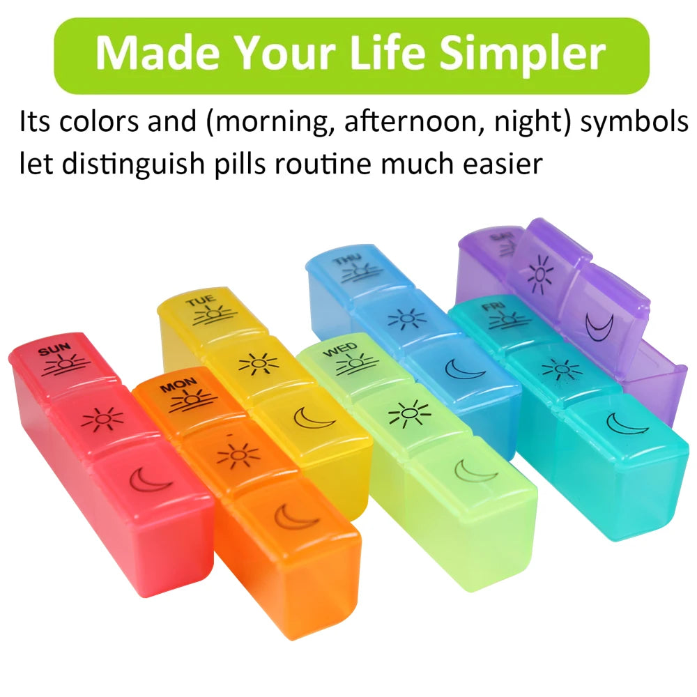 Weekly Pill Organizer,3-Times-A-Day 7 Day Pill Box -Proof Pill Case Medication Reminder Portable Travel Container for Vitamins Peaceful Pleasures Health and Wellness