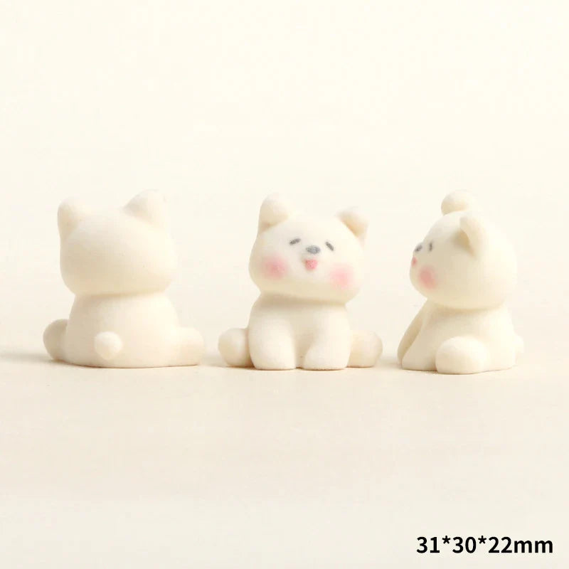 Cute Flocked Puppy Figurine | Mini Resin Dog Desk & Car Ornament