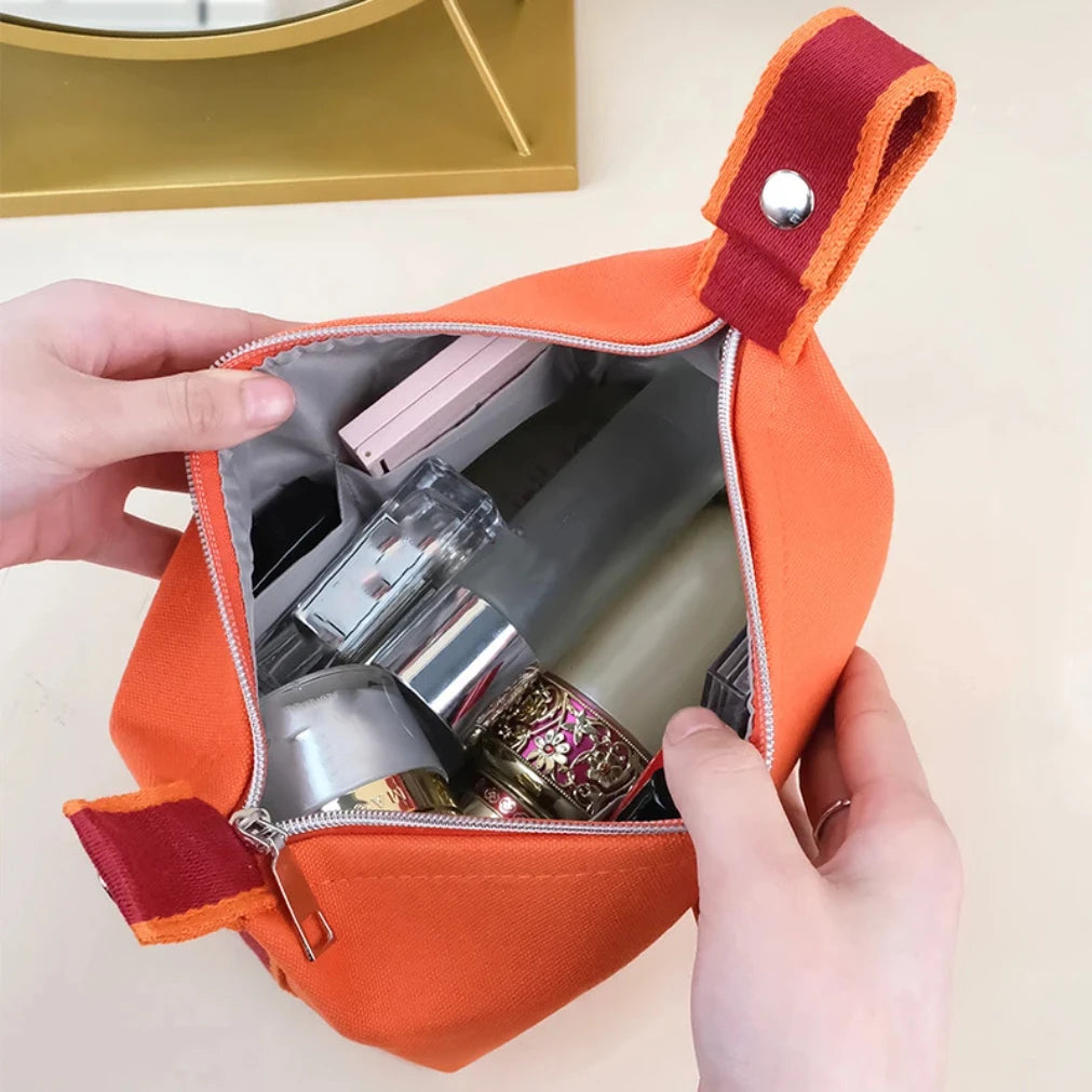 Large Canvas Makeup Bag – Portable Travel Cosmetic Pouch