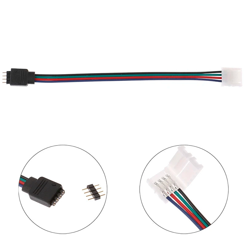 5050 RGB 4-Pin LED Strip Connector | 10mm 4-Conductor 15cm