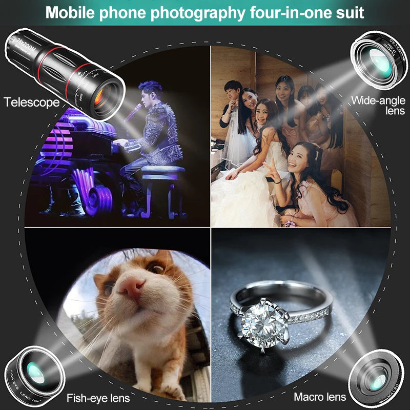 28X Lens Telescope Phone Camera Lens For Cellphone Wide Angle Lens Macro Telephoto Lens Zoom Phone Camera Fish eye Lens Phone Peaceful Pleasures Health and Wellness