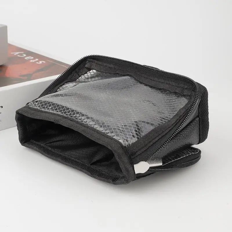 Foldable Net Zipper Makeup Brush Bag | Stand-Up Cosmetic Organizer