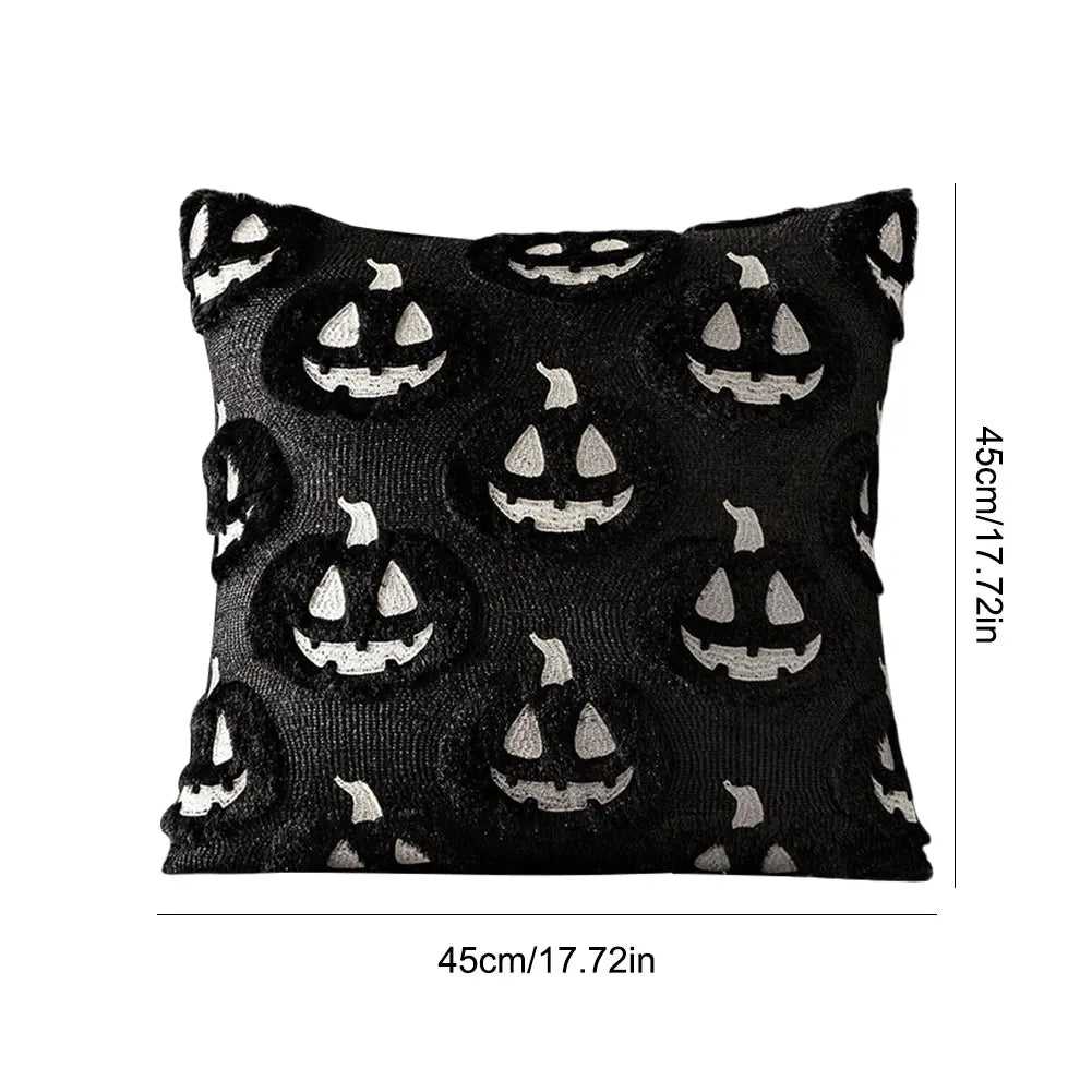 Halloween Plush Faux Fur Pillowcase Washable Soft Pillow Case Comfortable Ghost&Pumpkin Pillow Cover for Festive Home Accent Peaceful Pleasures Health and Wellness K