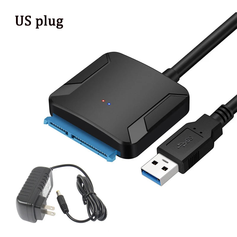 USB 3.0 to SATA Cable SATA III Hard Drive Adapter Converter for 2.5" 3.5" SSD HDD Hard Drive Disk with 12V/2A Power Adapter Peaceful Pleasures Health and Wellness US Plug