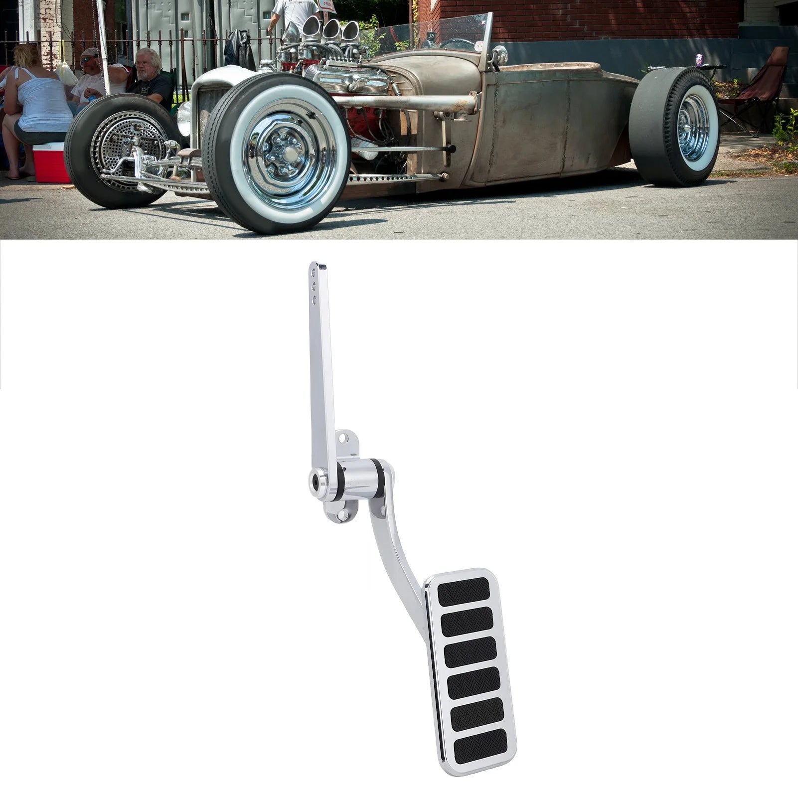Polished Aluminum Throttle Pedal | Classic Cars Hot Rods 4.5"x2" Throttle Pedal Assembly Peaceful Pleasures Health and Wellness