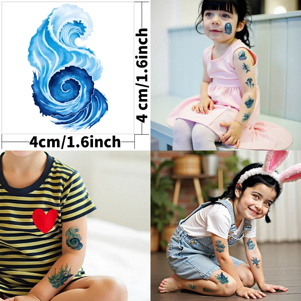 63-Piece Sea Creature Temporary Tattoos – Waterproof Stickers
