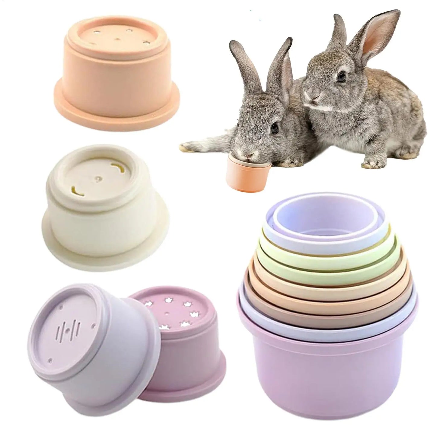 8-Piece Stacking Cups for Rabbits, Guinea Pigs & Small Pets