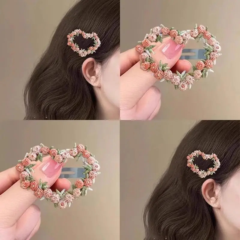 Pink Flower Star Heart Geometric Hair Clip for Women & Girls