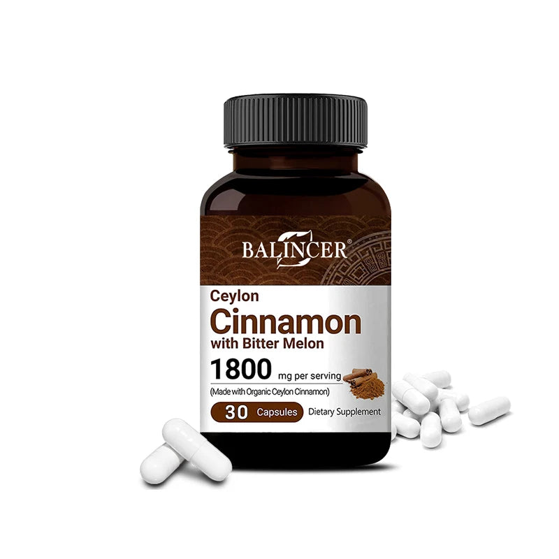 Balincer Ceylon Cinnamon 1800mg Capsules + Bitter Melon - Heart, Blood Sugar Health, Antioxidant & Joint Support, 30/60/120 Caps Peaceful Pleasures Health and Wellness 30 count-1 bottle