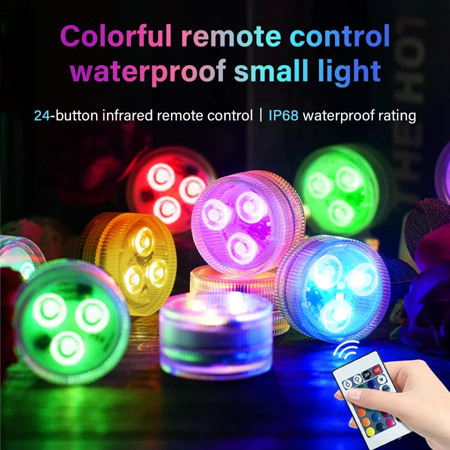 RGB LED Submersible Light with Remote – IP68 Pool & Garden Lamp