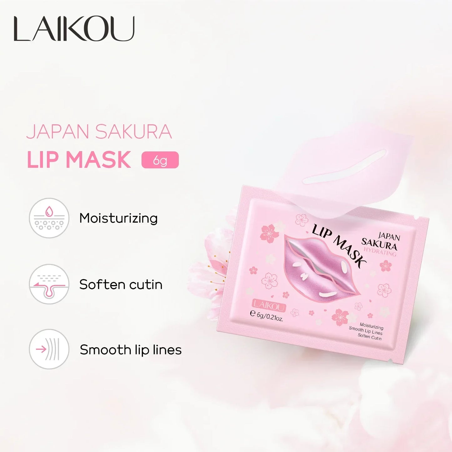 LAIKOU Lip Mask Gel Patches – Moisturizing, Hydrating & Lip Line Repair Peaceful Pleasures Health and Wellness