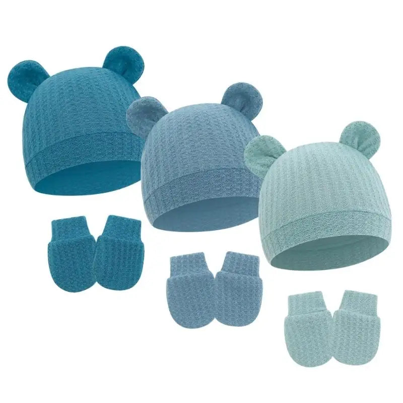 Newborn Baby Hat & Mittens Set | Soft Cotton, 0–6 Months