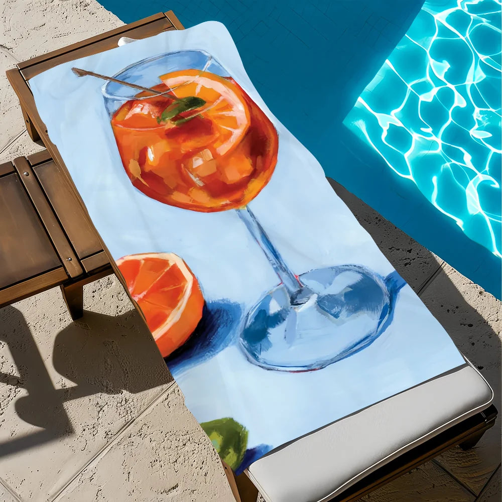 Aperol Spritz Quick-Dry Beach Towel | Soft Pool & Travel Towel Quick-Dry Beach Towel Peaceful Pleasures Health and Wellness z4 STJ150x200CM