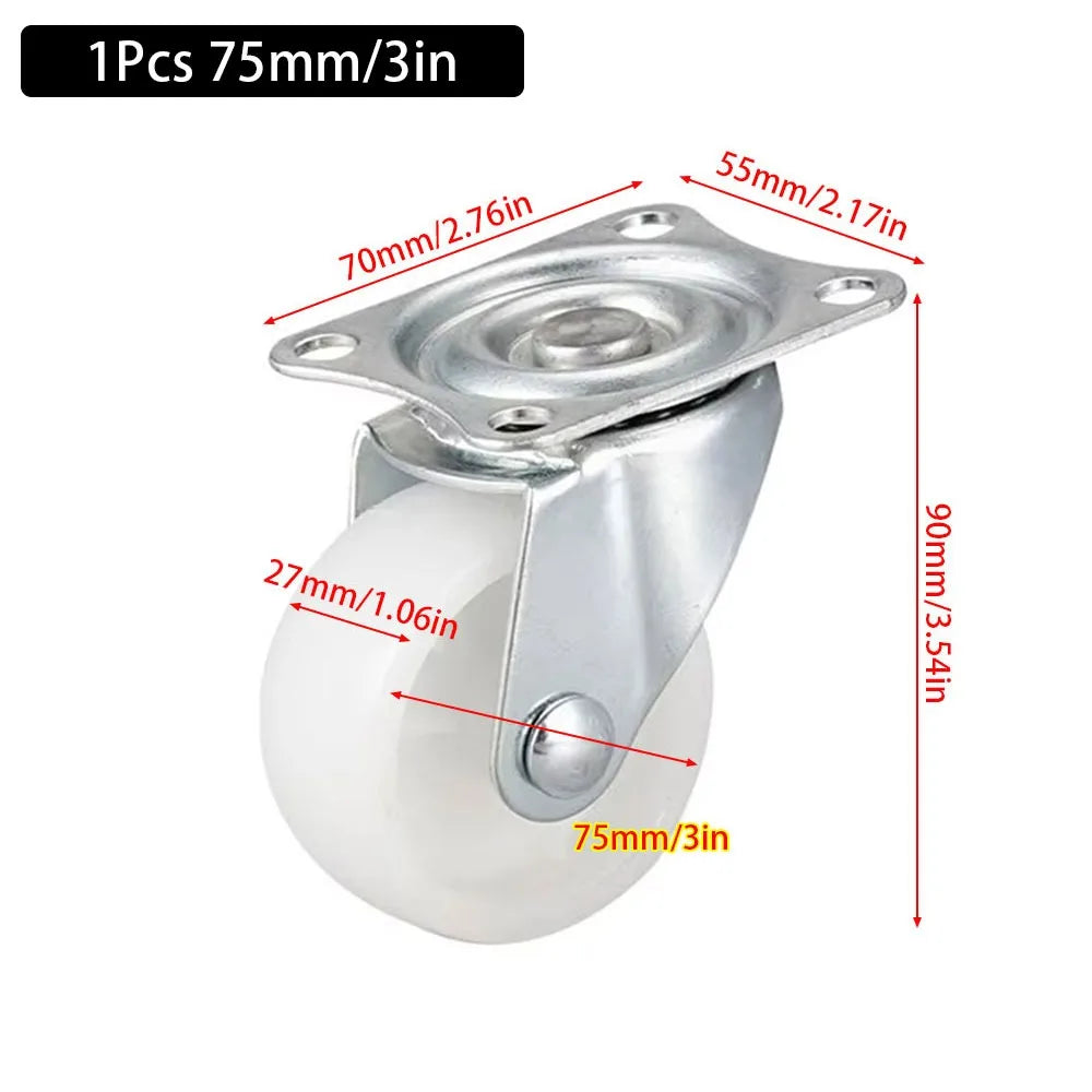 1/2/4Pcs New Heavy Duty Caster Wheel White Nylon Rubber 360 Degree Furniture Roller Furniture Carts Universal Swivel Casters Peaceful Pleasures Health and Wellness 1Pcs 3inch