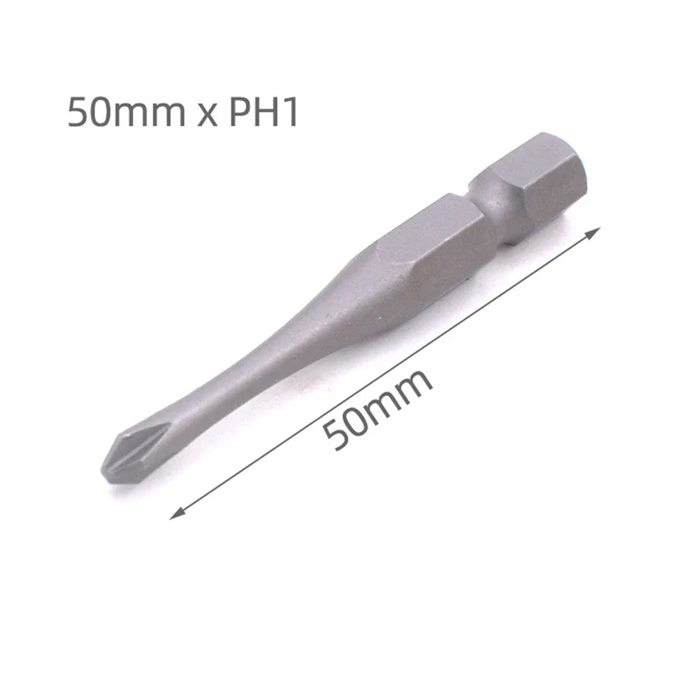 50mm Hex Screwdriver Bits Set – PH1 PH2 PH3 & Slotted SL3–SL6