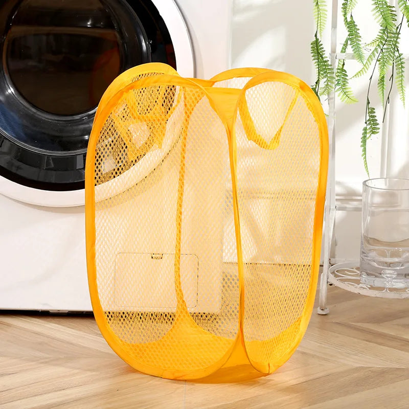 Mesh Foldable Dirty Clothes Basket, Monochrome Minimalist Dirty Clothes Basket, Household Bathroom Laundry Basket Peaceful Pleasures Health and Wellness
