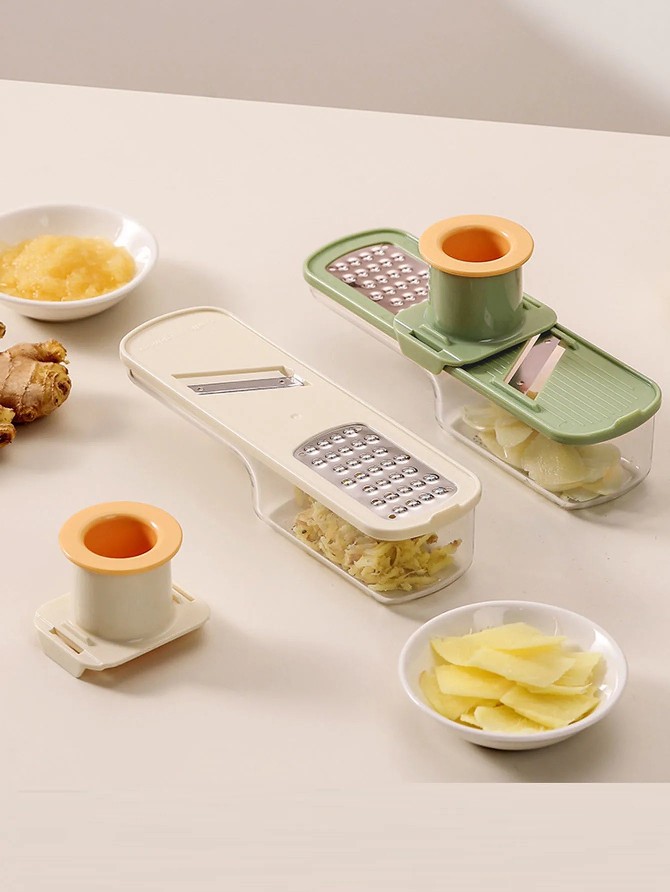  1Pcs 3-in-1 Multifunctional Manual Ginger and Garlic Grinder Home Kitchen Slicer All Grinder Kitchen Tools Peaceful Pleasures Health and Wellness