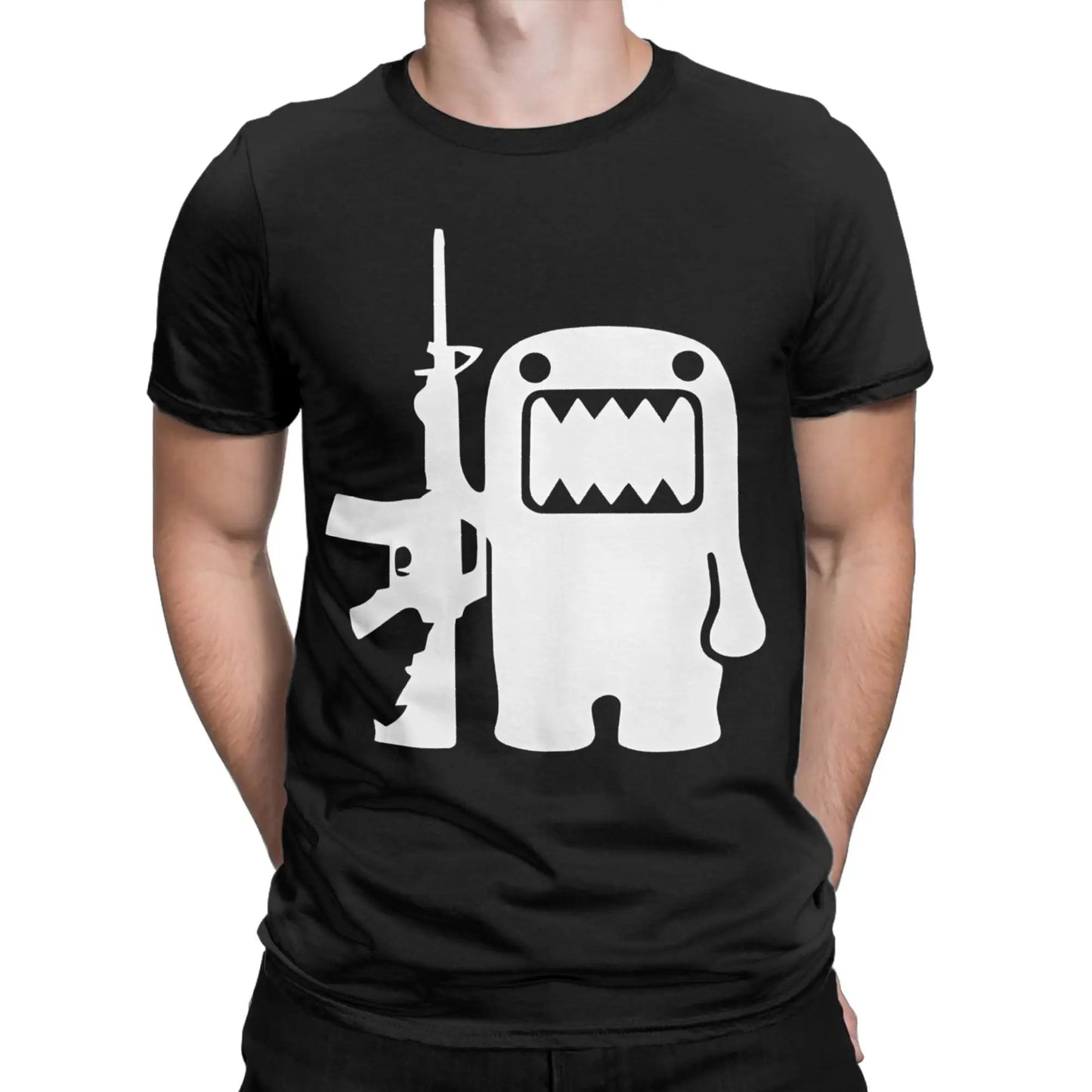 Novelty Domo Kun T-Shirt Men O Neck Pure Cotton T Shirts Short Sleeve Tees Gift Idea Clothes Peaceful Pleasures Health and Wellness