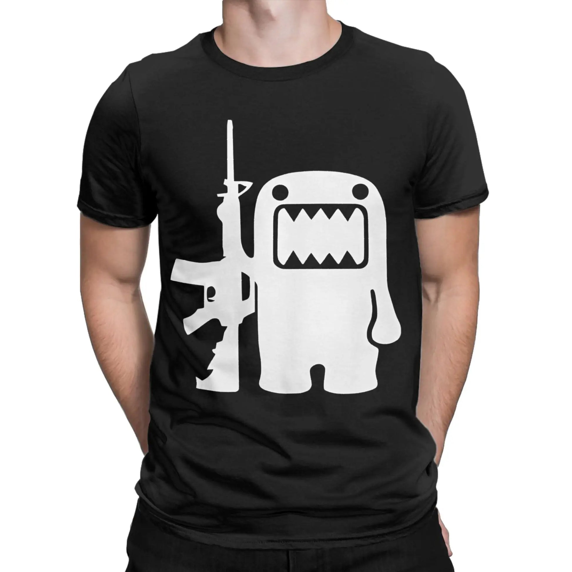 Novelty Domo Kun T-Shirt Men O Neck Pure Cotton T Shirts Short Sleeve Tees Gift Idea Clothes Peaceful Pleasures Health and Wellness
