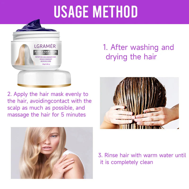 LGRAMER Keratin Purple Hair Mask 100g – Repair & Tone Keratin Hair Mask Peaceful Pleasures Health and Wellness