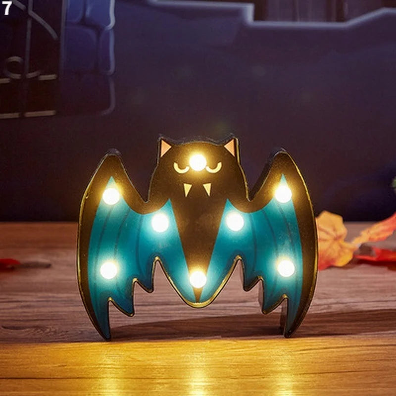 Halloween Pumpkin Ghost Bat Spider LED Night Light Horror Bar Home