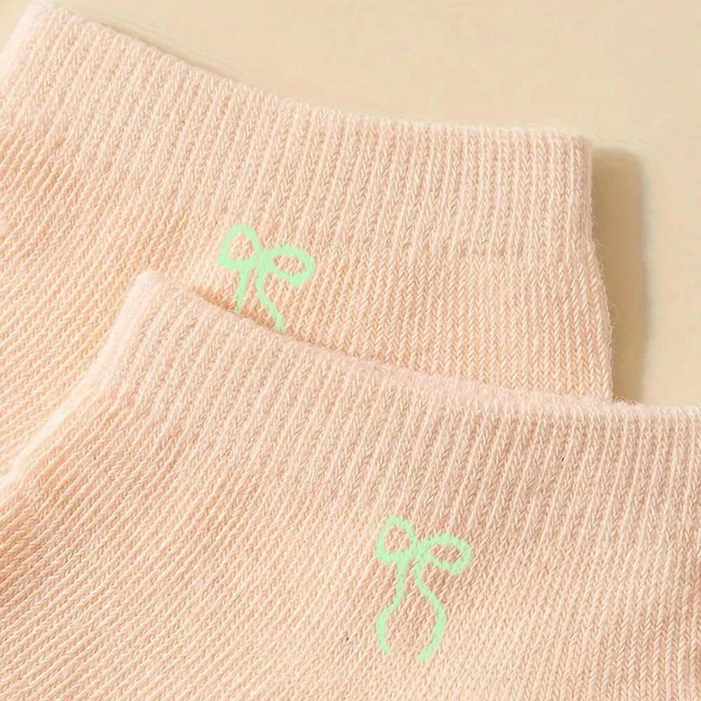 Korean Bowknot Ankle Socks – Candy Color Cute Women's Socks