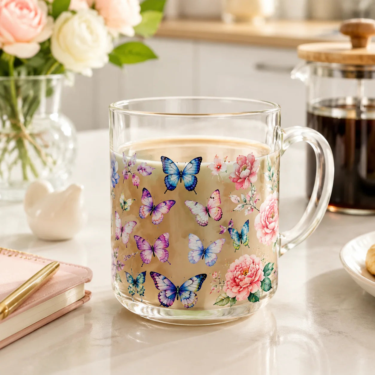 Watercolor Butterfly UV DTF Transfer Sticker | 16oz Cup Wrap Decal