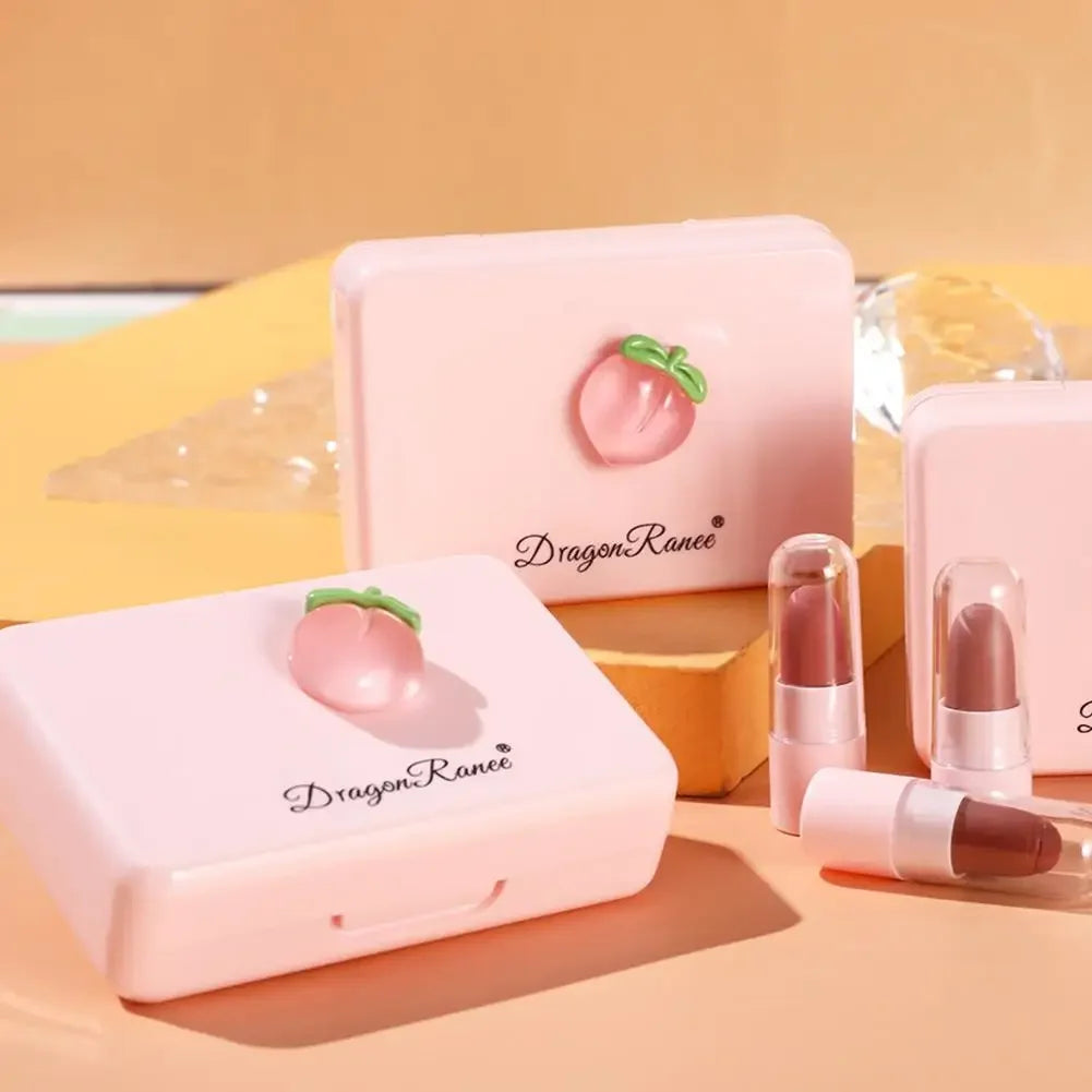5Pcs Mini Lip Gloss Lipstick Makeup Gift Peach Lipstick Lip Tint Set Cute Matte Lipsticks Waterproof Long-lasting Non Stick Cup Peaceful Pleasures Health and Wellness