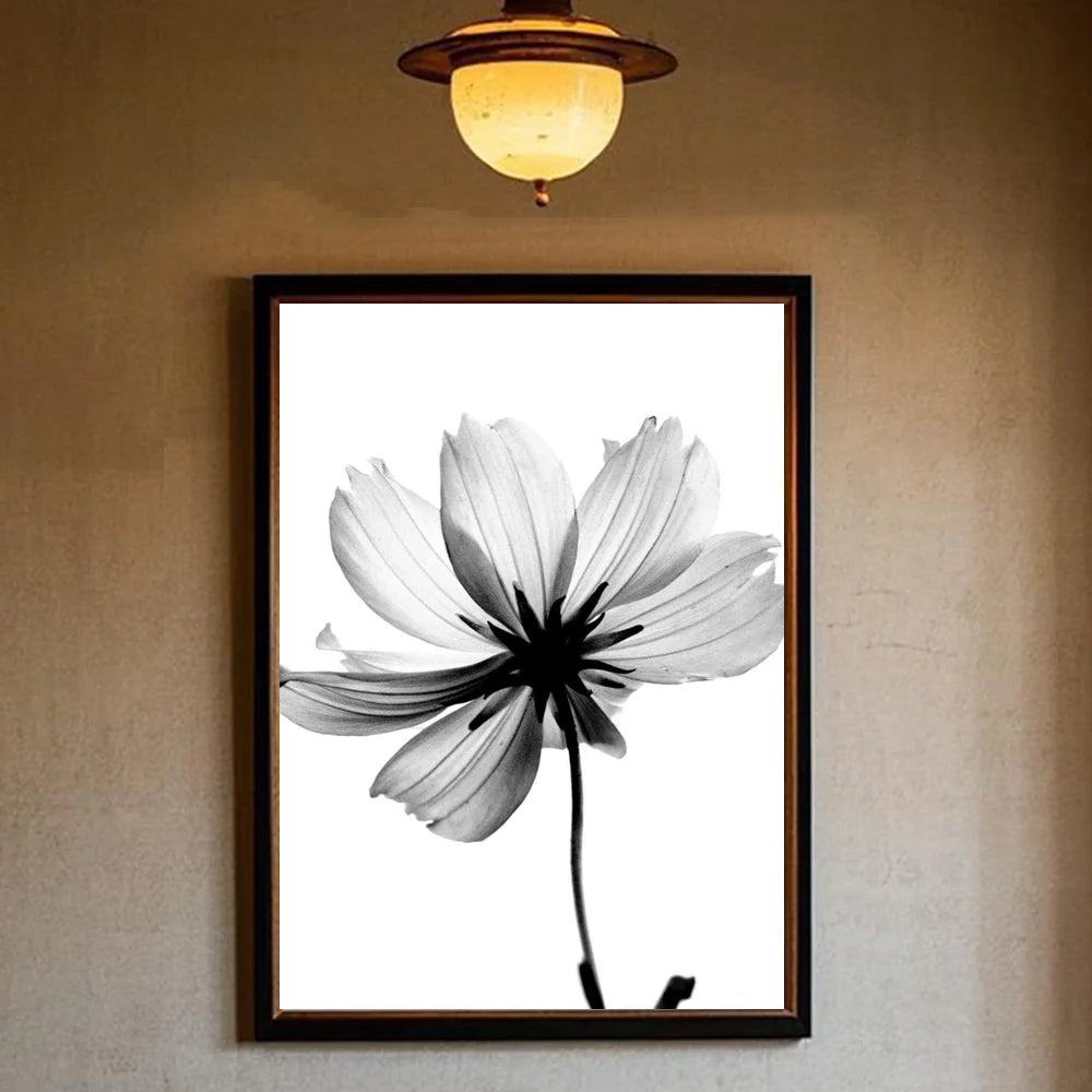 Black and white ink Flowers Poster HD art sticky wall waterproof home living room bedroom bar aesthetic decoration Peaceful Pleasures Health and Wellness z9 40X50cmNoframe