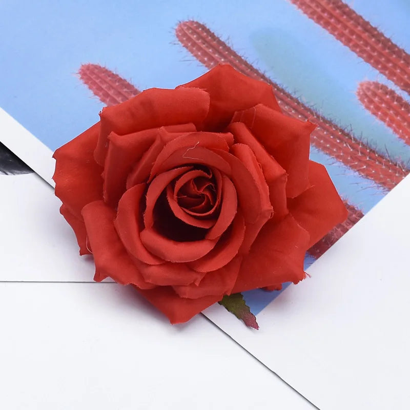 Artificial Silk Rose Flower Heads 5/10 Pcs – Wedding & Decor