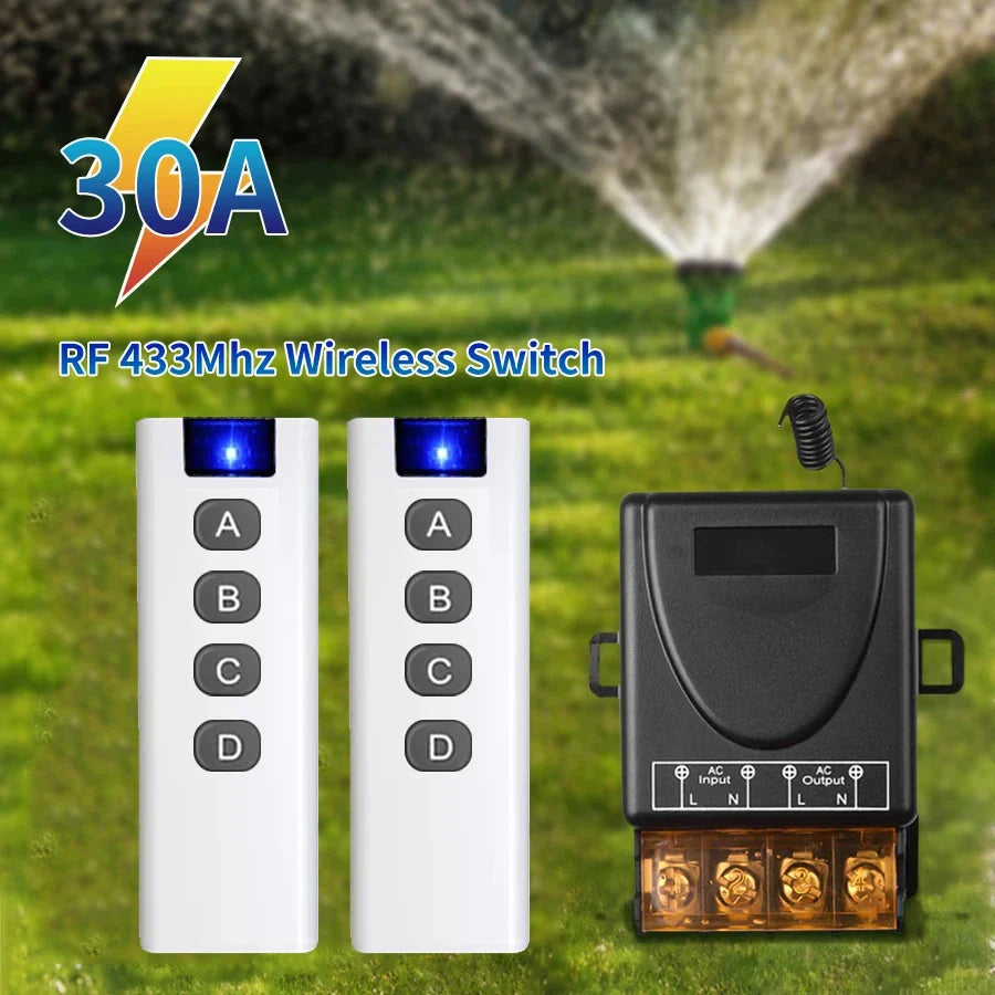 30A RF Wireless Remote Switch 433MHz – Pump & LED Control