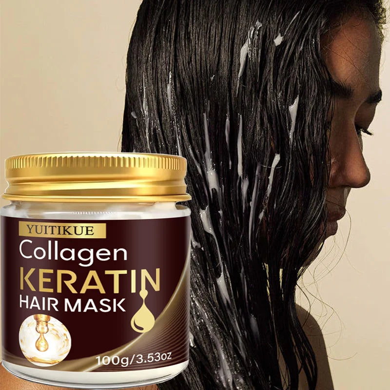 YUITIKUE Collagen Keratin Hair Mask 100g Deep Repair Treatment for Dry Damaged Hair & Split Ends Peaceful Pleasures Health and Wellness