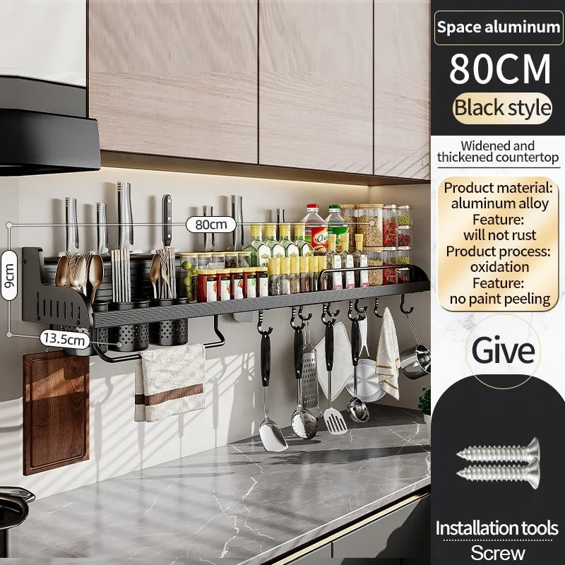 Wall Mounted Kitchen Storage Rack | Knife & Spice Organizer