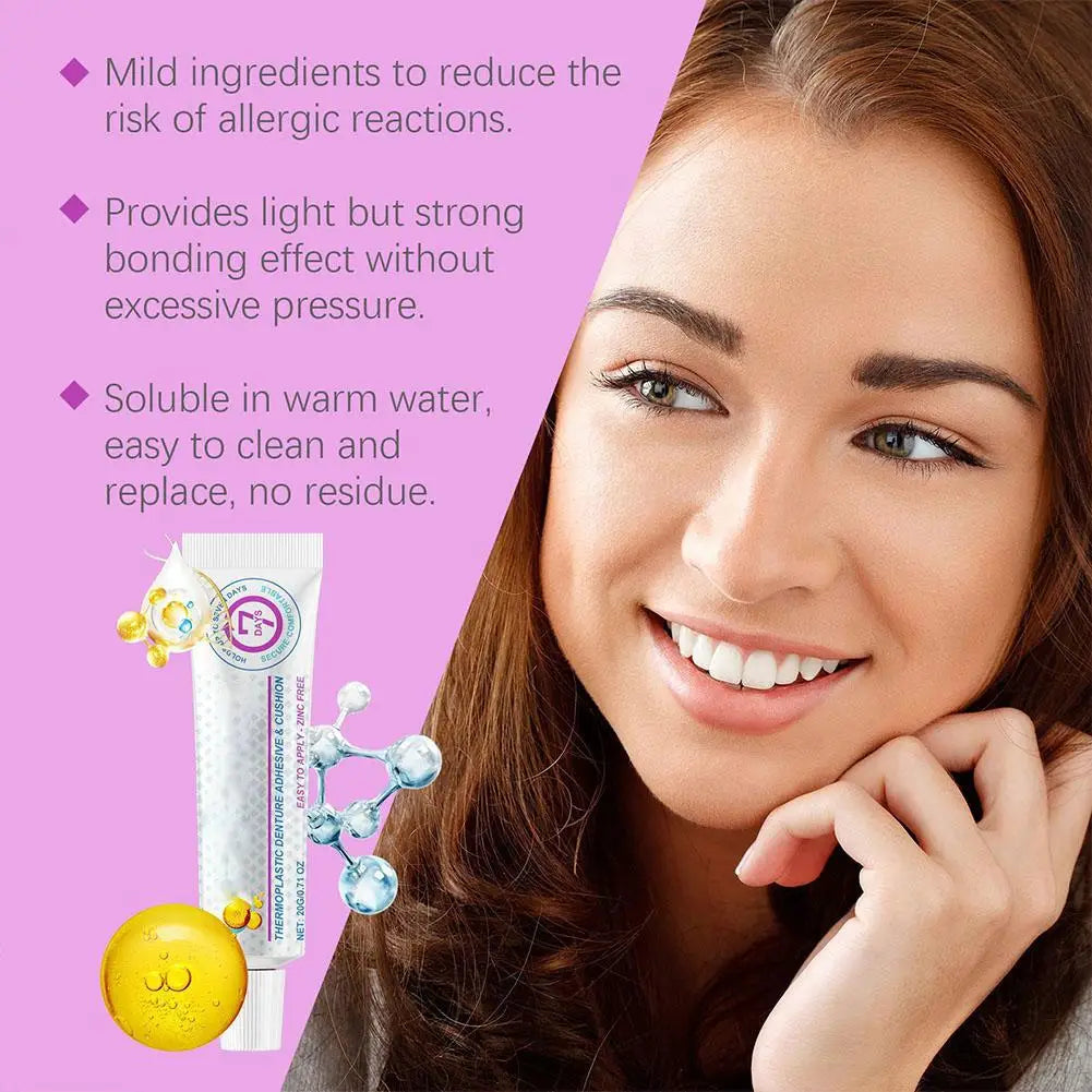 Denture Fix Adhesive Cream | Strong Hold, Portable 20g Denture Adhesive Cream Peaceful Pleasures Health and Wellness