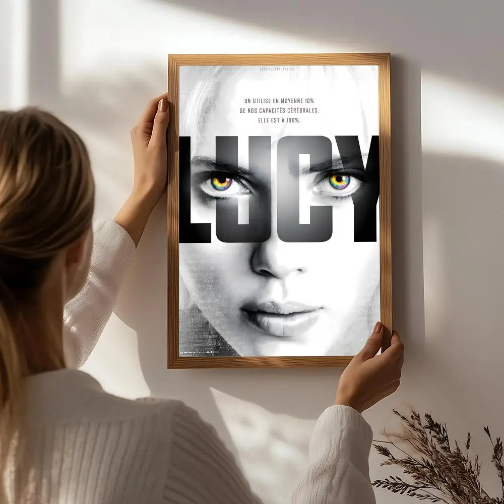 Movie L-Lucy Poster HD Self Adhesive Waterproof Wall Art Ideal for Home Office Dorm Bedroom Great Gift Peaceful Pleasures Health and Wellness White8 15X20cmNoframe
