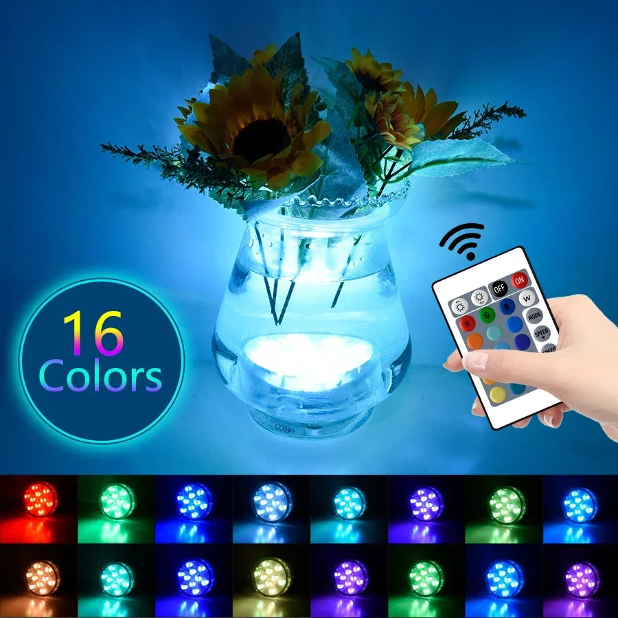 RGB Submersible LED Lights – 10 LED, IP68, Remote Control