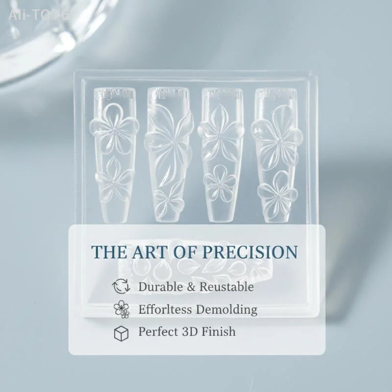 3D Flower Silicone Nail Art Mold – Reusable Petal DIY Template