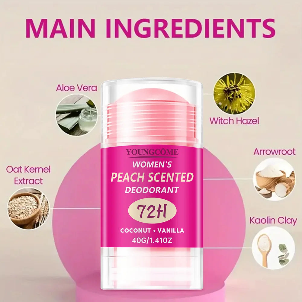 Body Odor Remover Antiperspirant Stick Peach Deodorant Underarm Removal For Women Man Honey Peach Stick Deodorant Stick 40g Peaceful Pleasures Health and Wellness