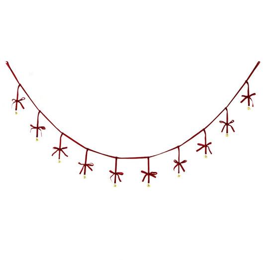 Christmas Velvet Bow Bell Garland 180cm | Holiday Tree Decor Christmas Garland Oasis Select burgundy China Mainland