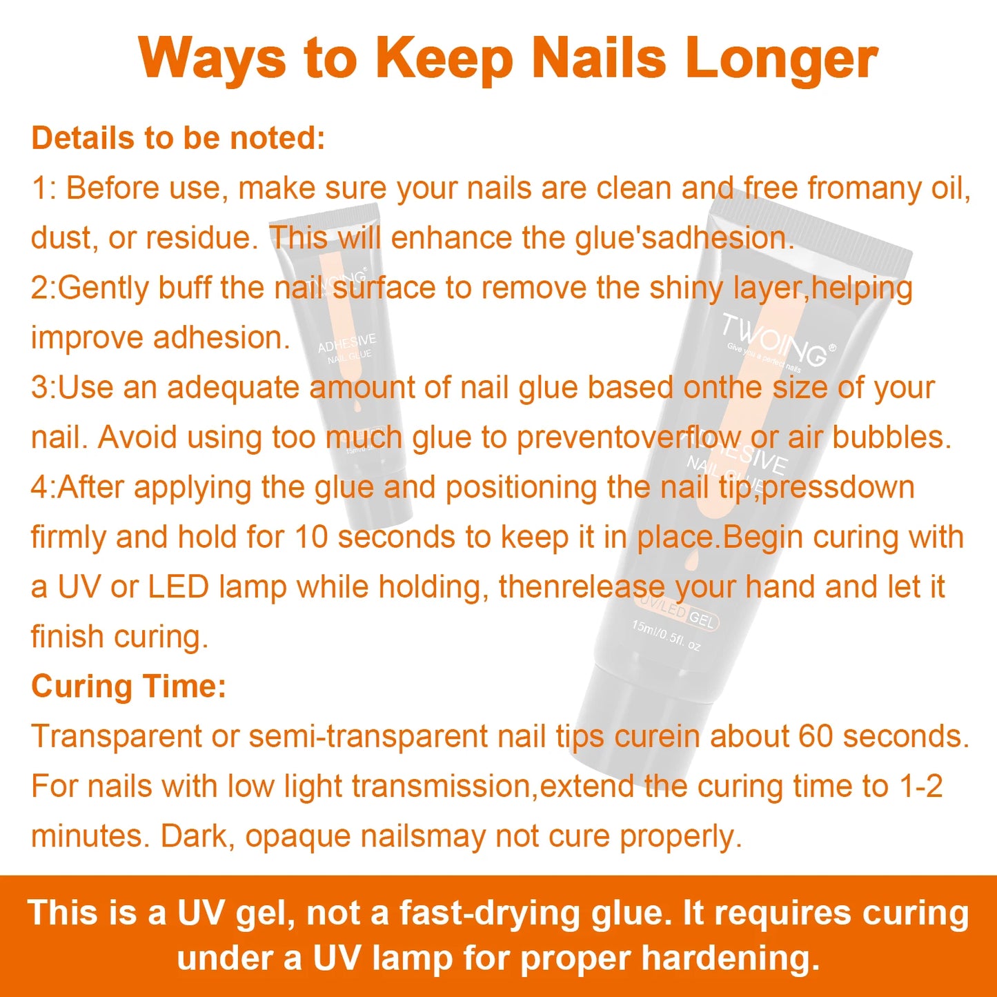 TWOING 15ml Nail Tips Gel Nude Clear Transparent Nail Gel Soak Off UV LED Nail Art Gel Varnish Function Gel Nail Extension Peaceful Pleasures Health and Wellness