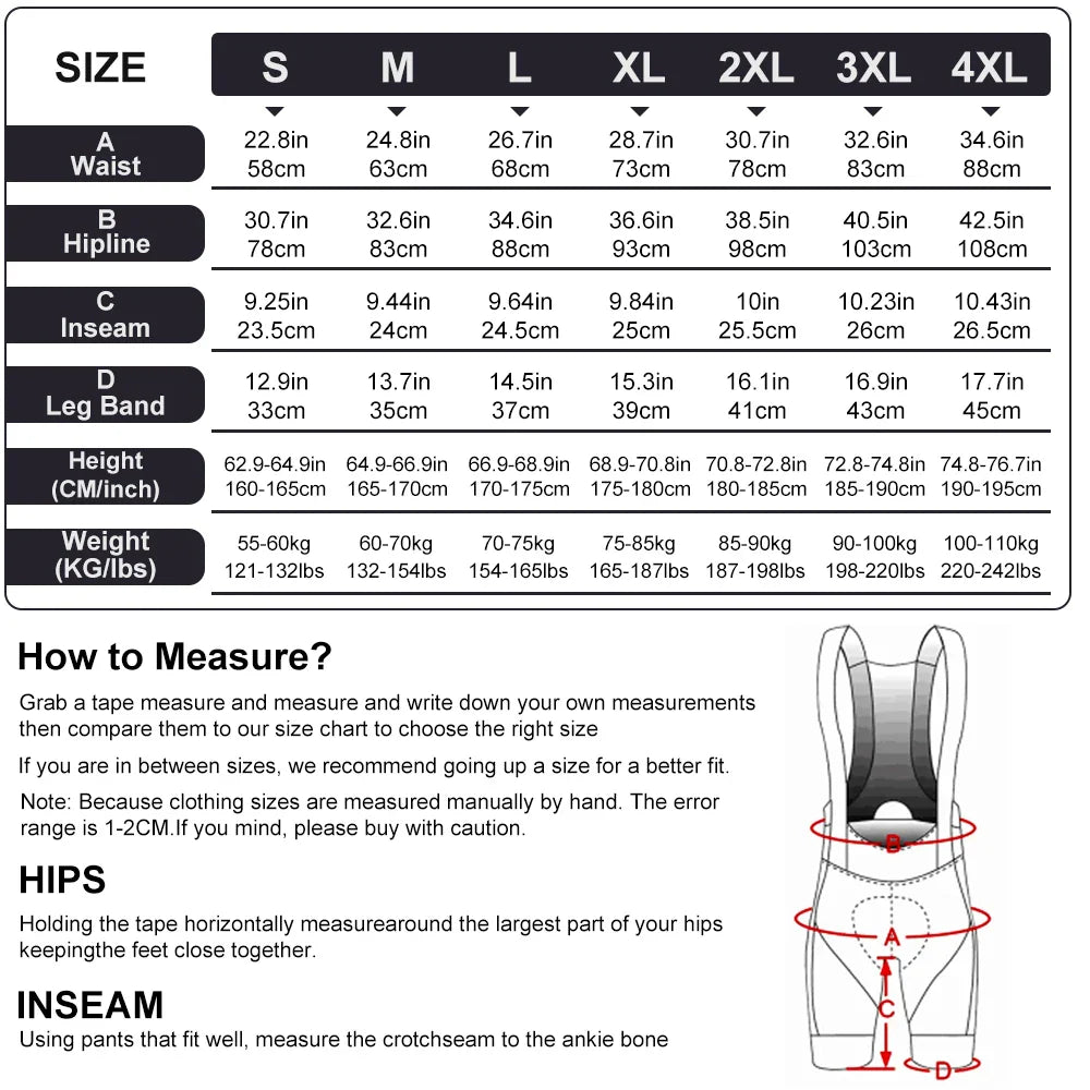 X-TIGER Men's Pro Cycling Bib Shorts | Padded Long Distance