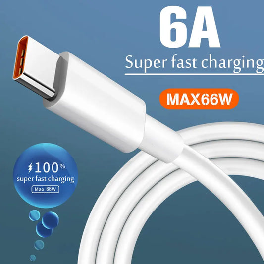 66W 6A USB-C Fast Charging Cable – Huawei, Samsung & Xiaomi USB-C Charging Cable Peaceful Pleasures Health and Wellness