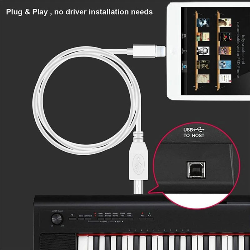 MIDI USB B to iPhone iPad IOS Interface OTG Data Cable for Electronic Piano Drum Electric Piano MIDI Keyboard Connector Peaceful Pleasures Health and Wellness