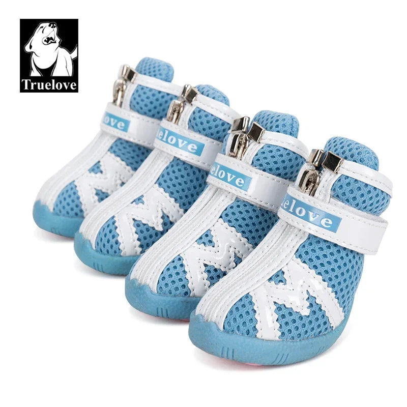 Truelove Mesh Fabric Dog Shoes Pet Dog Boots Waterproof Reflective Rugged Anti-Slip Sole Skid-Proof Outdoor for Small Dog S5911 Peaceful Pleasures Health and Wellness Blue 2 China Mainland