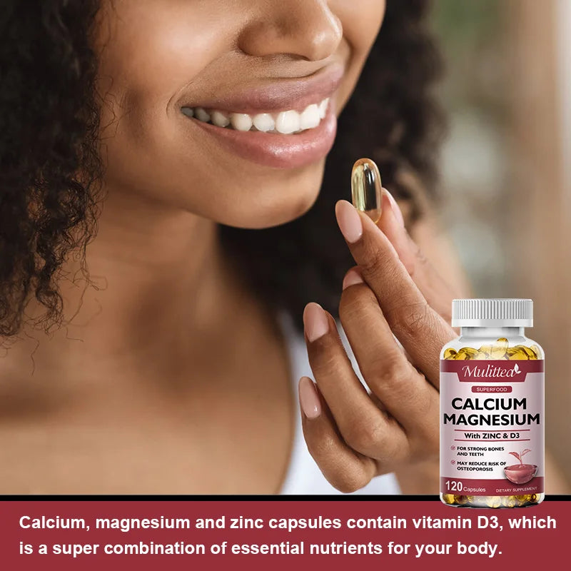 Calcium Magnesium Zinc + Vitamin D3 Softgels – Bones, Teeth, Heart & Immunity | 60 Count Peaceful Pleasures Health and Wellness