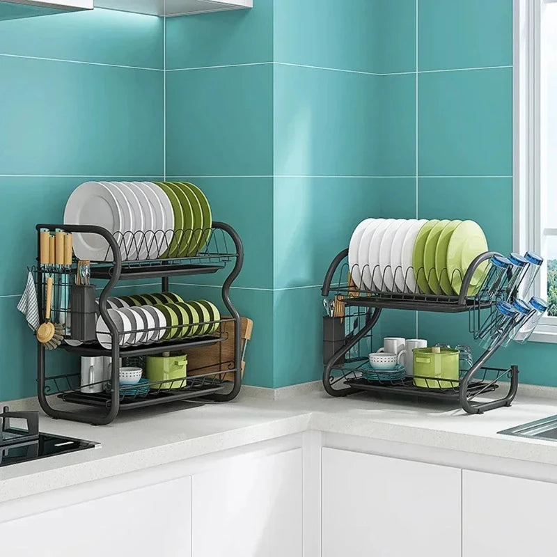 Luxury Kitchen Supplies Storage Rack Drain Rack Dish Plate Holder Household Large Tableware Storage Shelf Organizer Plate Rack Peaceful Pleasures Health and Wellness