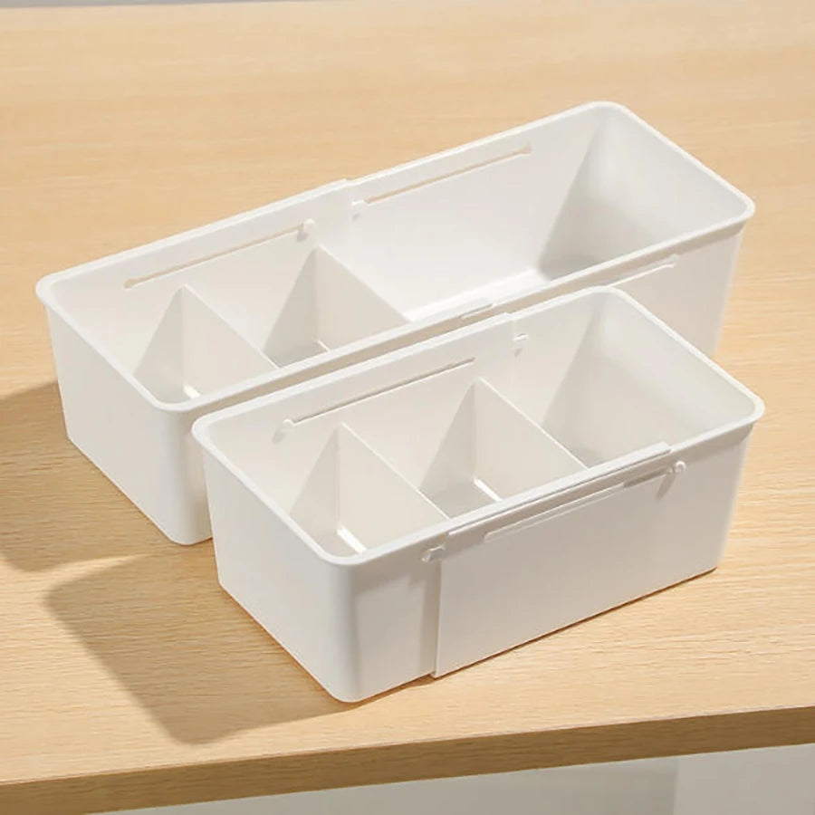 Expandable Sliding Drawer Tray with Adjustable Dividers – Glossy PS Plastic Drawer Organizer Bin