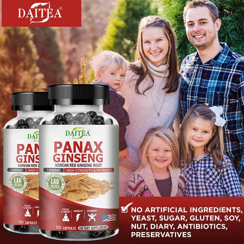 Panax Ginseng Capsules – Natural Energy Boost, Focus, Memory & Immune Support, Fatigue and Stress Relief,Maintain Overall Health Peaceful Pleasures Health and Wellness